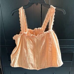 Free People Coral Lace Trim Camisole